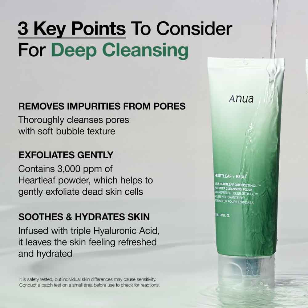 ANUA Heartleaf+BHA Quercetinol Pore Deep Cleansing Foam 150ML