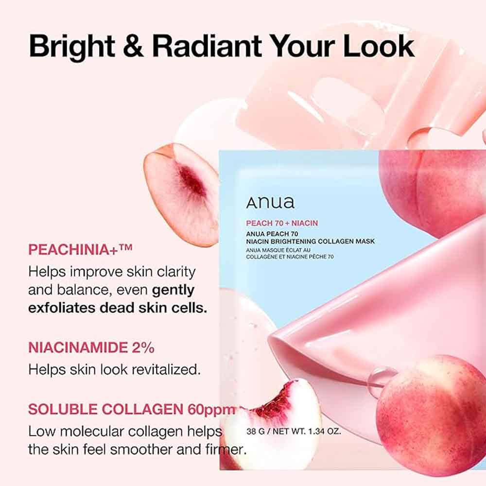 ANUA Peach 70 Niacin Brightening Collagen Mask ( 4EA )