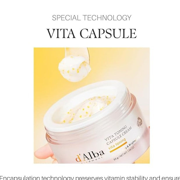 d'Alba Piedmont Vita Toning Capsule Cream 55g | Vitamin C Brightening Moisturizer