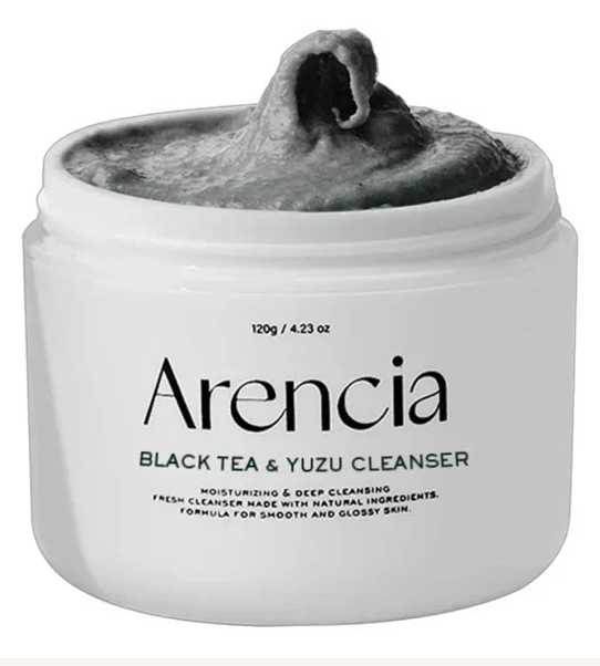 Arencia Black Tea & Yuzu Rice Mochi Cleanser 120 G | Korean Antioxidant & Brightening Face Cleanser for Dullness, Pores & Smooth Skin