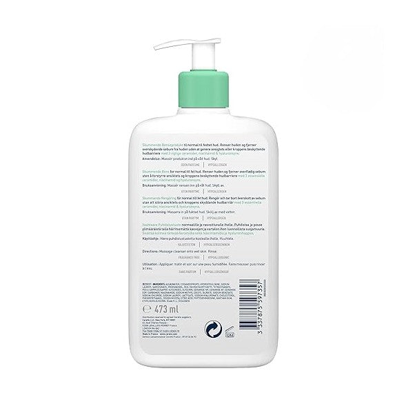 CeraVe Foaming Cleanser 473ml ingredients and directions label dermatologist recommended
