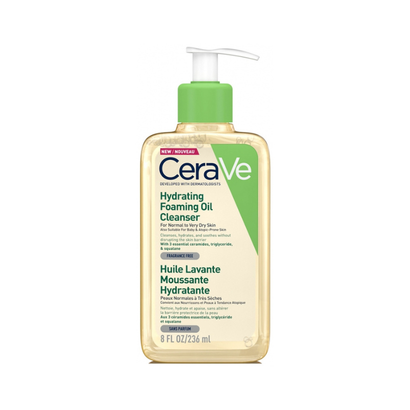 CeraVe Hydrating Foaming Oil Cleanser 236ml gentle oil to foam face wash for dry and sensitive skin