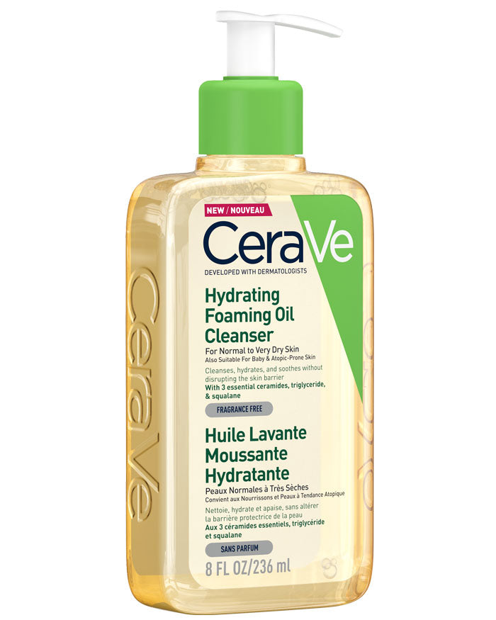 CeraVe Hydrating Foaming Oil Cleanser 236ml with ceramides and niacinamide for dry skin