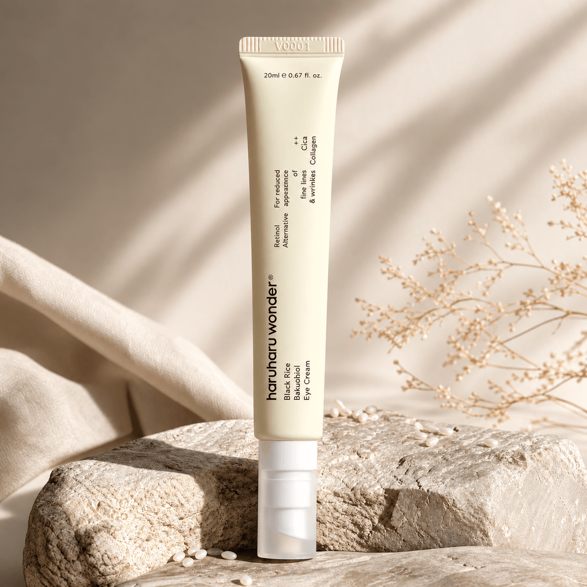 Haruharu Wonder Black Rice Bakuchiol Eye Cream 20 ML | Korean Anti-Aging Eye Cream for Fine Lines, Wrinkles & Dark Circles