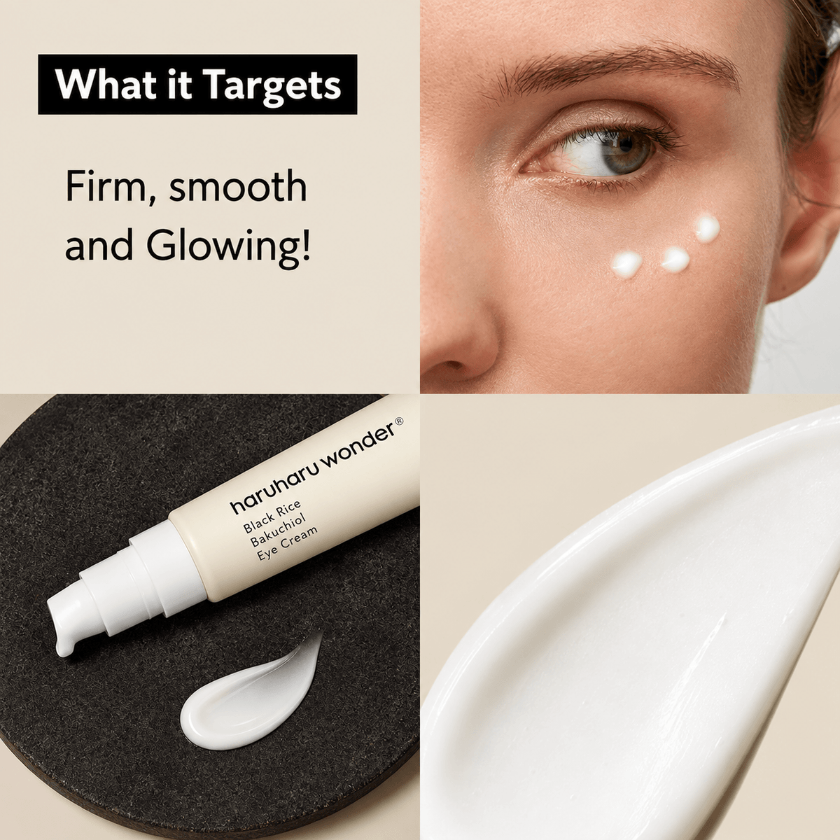 Haruharu Wonder Black Rice Bakuchiol Eye Cream 20 ML | Korean Anti-Aging Eye Cream for Fine Lines, Wrinkles & Dark Circles