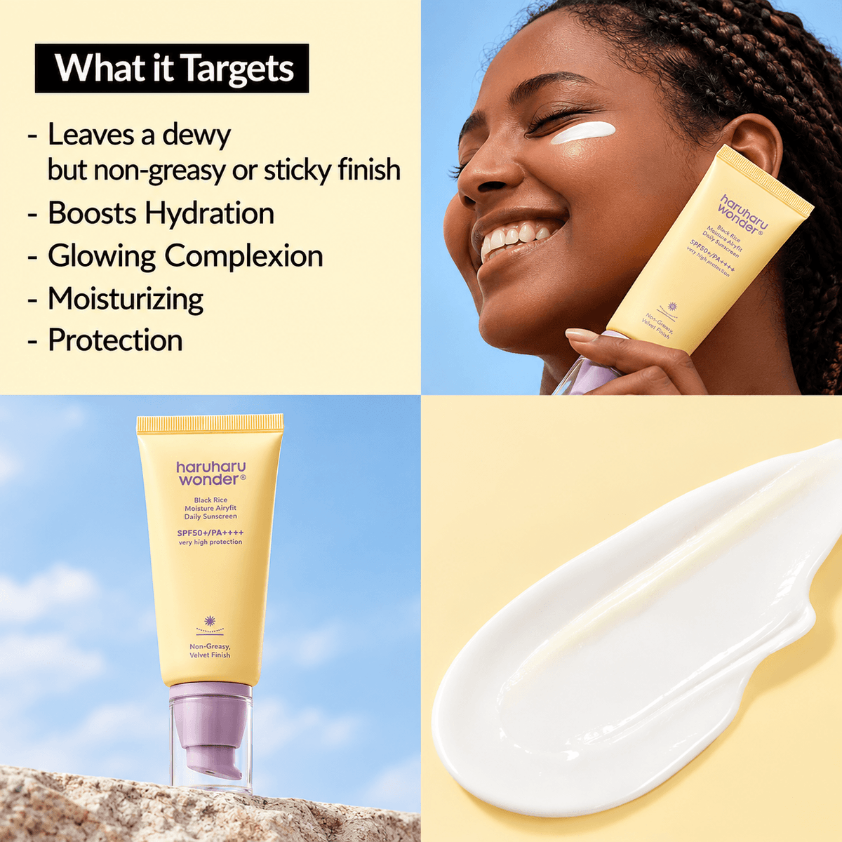 Haruharu Wonder Black Rice Moisture Airyfit Daily Sunscreen SPF50+ PA++++ 50 ML | Korean Lightweight Hydrating Face Sunscreen