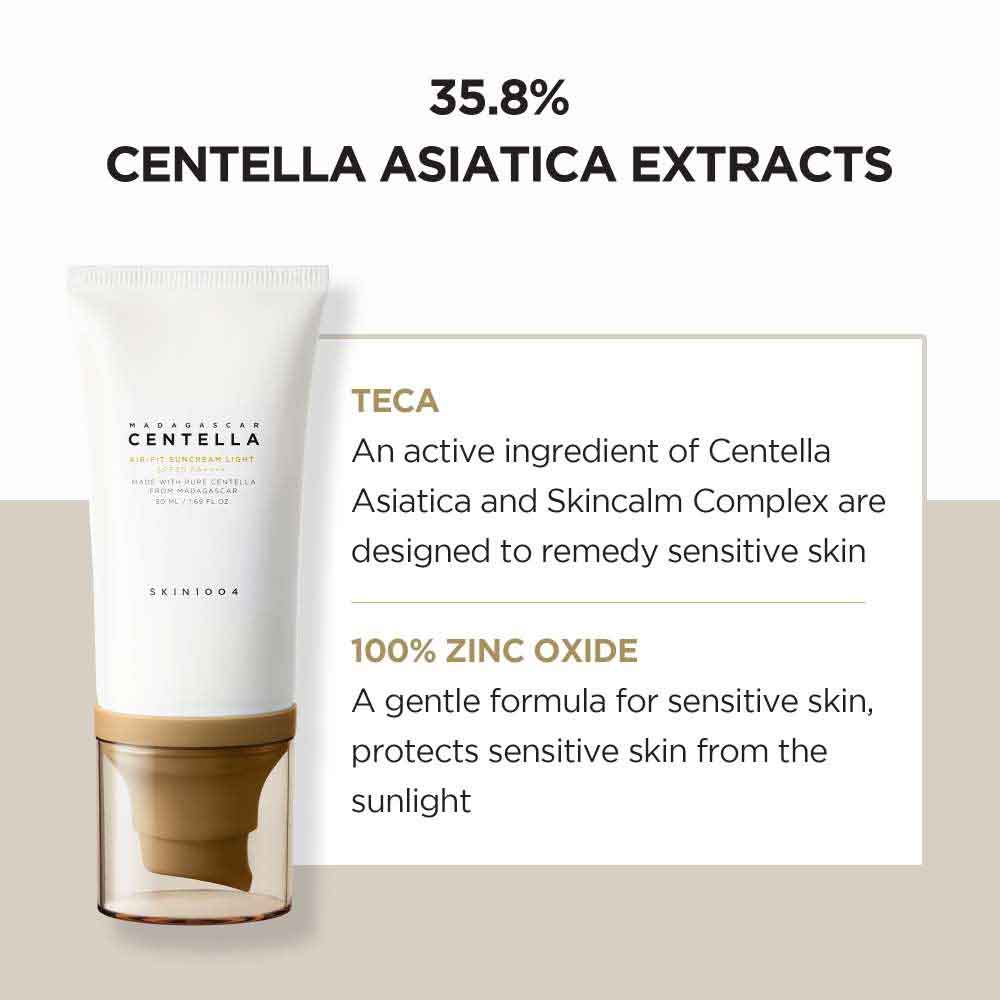 Centella asiatica sunscreen benefits soothing lightweight UV protection for daily use