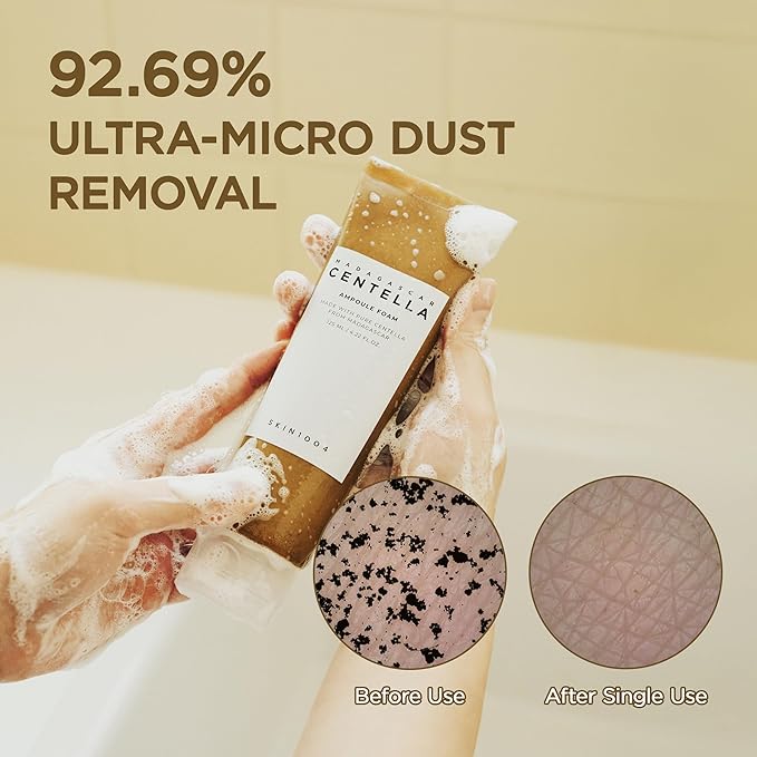 Rich soft foam texture of SKIN1004 cleanser for gentle deep cleansing without dryness