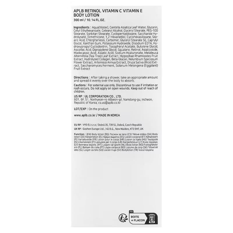 APLB Retinol Vitamin C Vitamin E Body Lotion 300ML