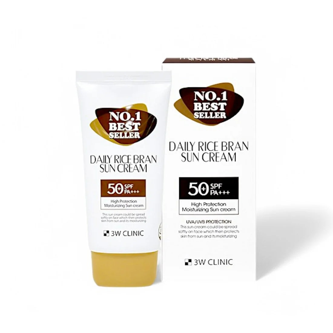 3W CLINIC hydrating SPF50 rice sun cream for daily UV protection