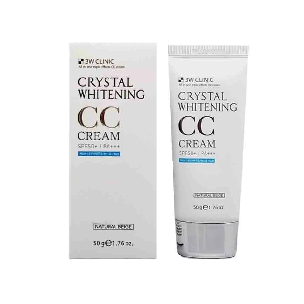 3W CLINIC Crystal Whitening CC Cream SPF50+ PA+++ 50g Korean tone up makeup base cream