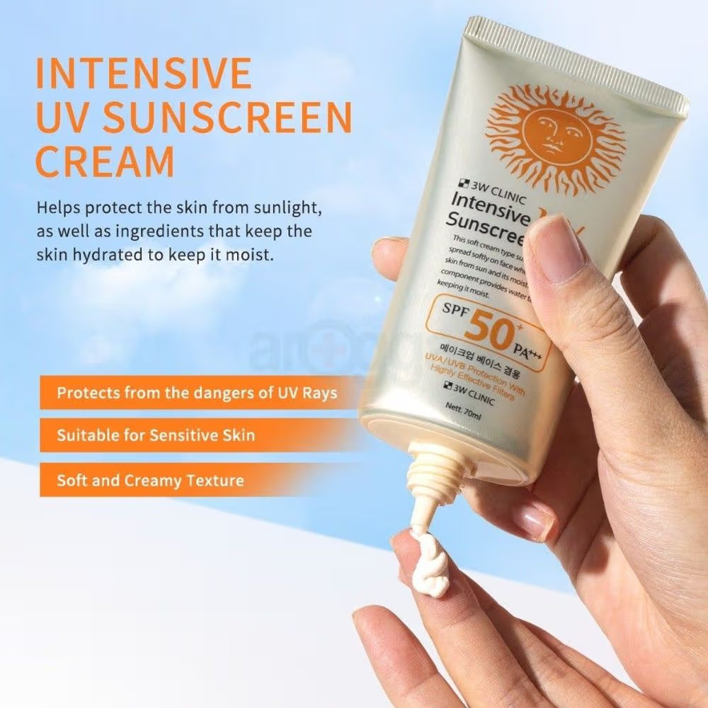 3W CLINIC hydrating UV sunblock cream for daily protection