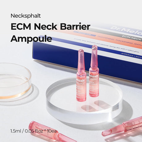 Dr. Melaxin Neck Tightening Ampoule – Firming & Lifting Ampoule for Neck Wrinkles & Sagging Skin, Necksphalt ECM Barrier Anti-Aging Korean Neck Care Treatment, 1.5ml×10ea