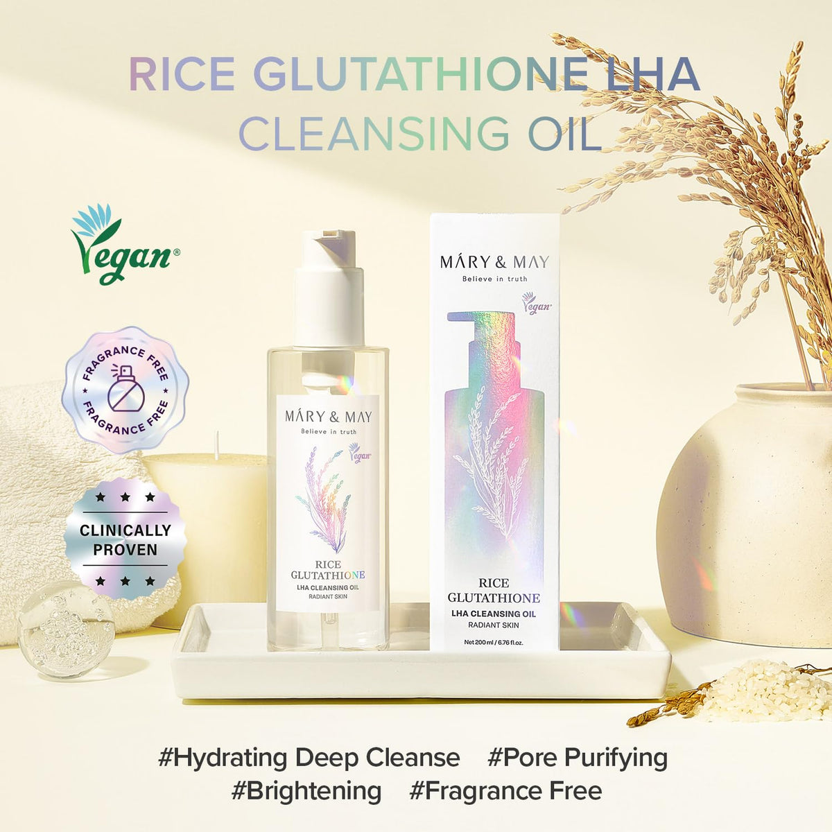 Mary & May Rice Glutathione LHA Cleansing Oil 200ml