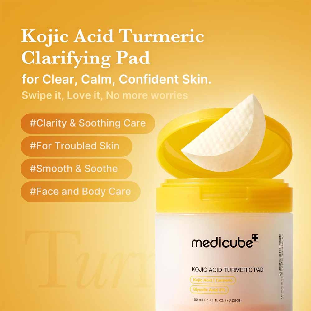 Medicube Kojic Acid Turmeric Pad | Face Toner Pads Target Dark Spots, Acne Marks