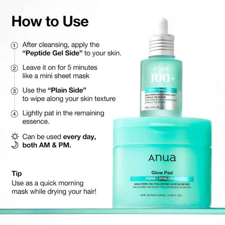 Anua PDRN 100 Hyaluronic Acid Glow Pad 180ML 60PADS