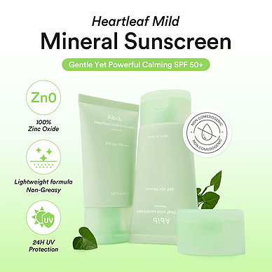 Abib Heartleaf Mild Sunscreen Relief Tube SPF50+ 50ML | Soothing Korean Face Sunscreen