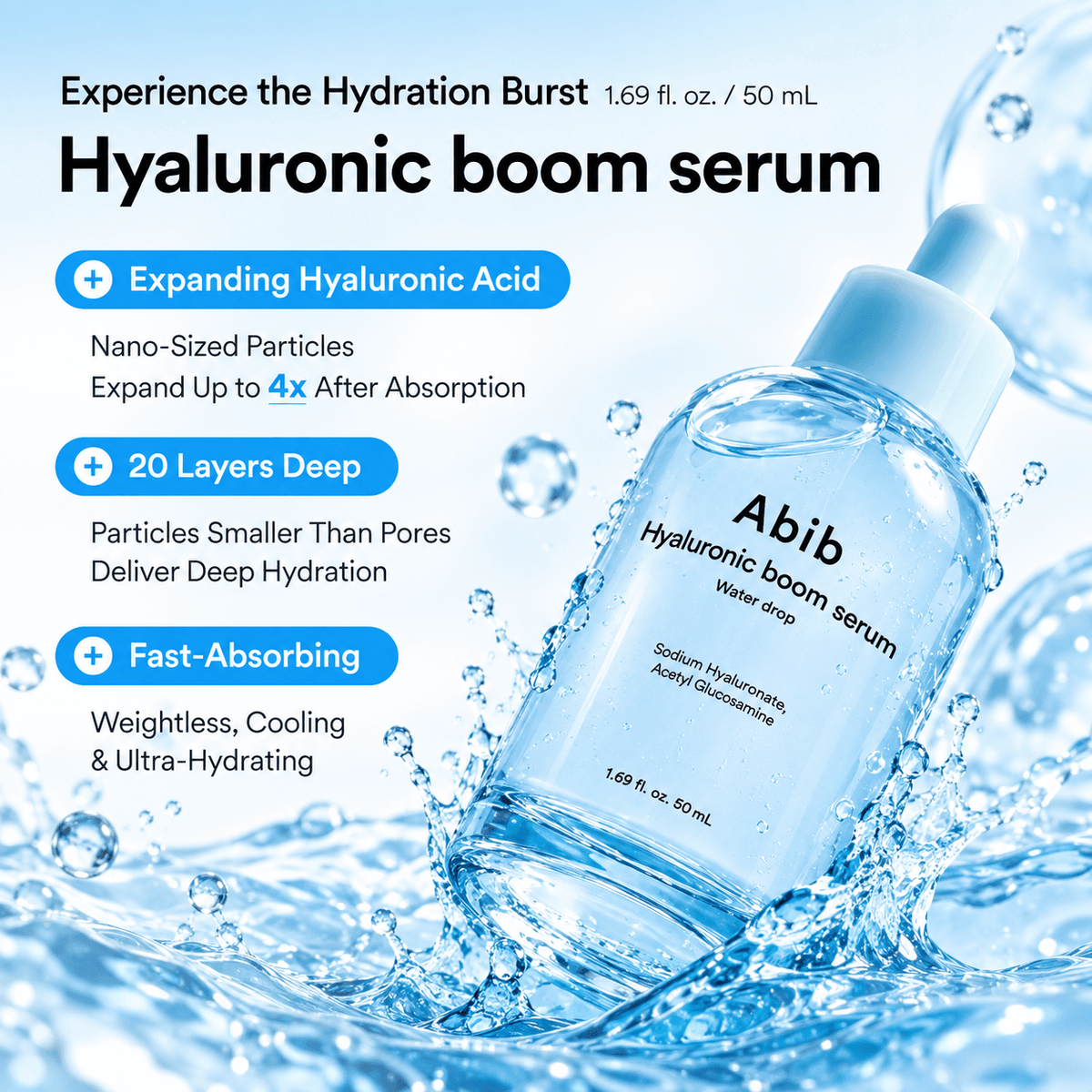 Abib Hyaluronic Boom Serum Water Drop 50ML | Hydrating Serum for Plump & Dewy Skin