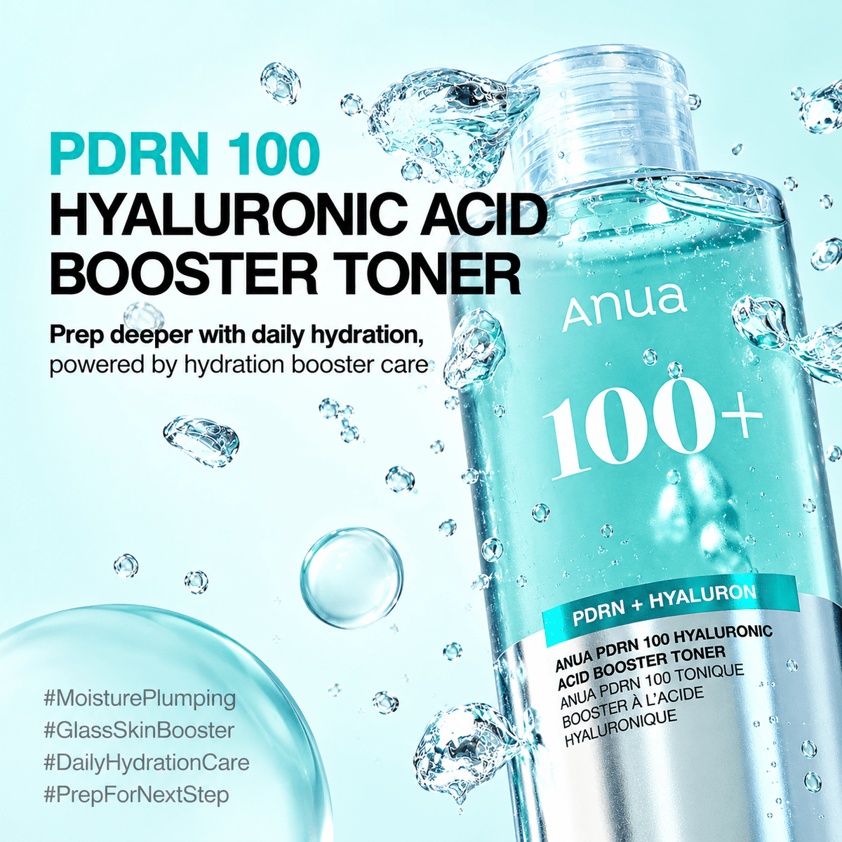 Anua PDRN 100 Hyaluronic Acid Booster Toner 250 ML | Korean Hydrating & Plumping Face Toner for Glass Skin