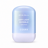 COSRX Airy-Light Invisible Sun Stick SPF 50+ PA++++ in a translucent light blue and white cylindrical stick container, shown on a clean white background.