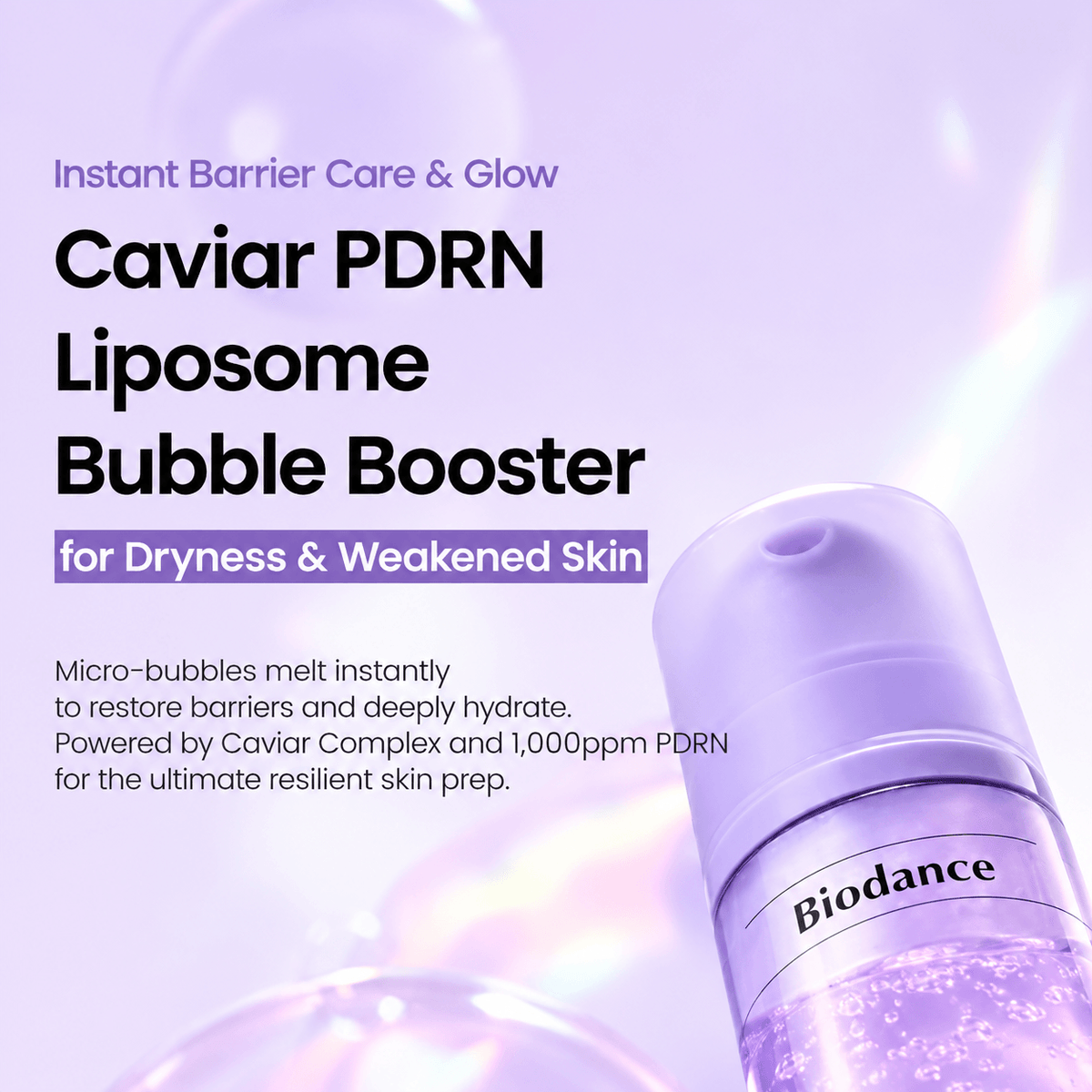 Biodance Caviar PDRN Liposome Bubble Booster 95 ML | Korean Firming & Hydrating Bubble Serum for Skin Elasticity, Fine Lines & Radiant Glowing Skin