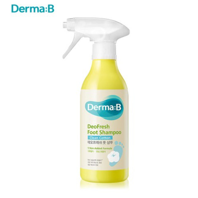 Derma:B DeoFresh Foot Shampoo Clean Cotton 400 ML | Korean Foot Cleanser for Odor Control, Deep Cleansing & Fresh Feet