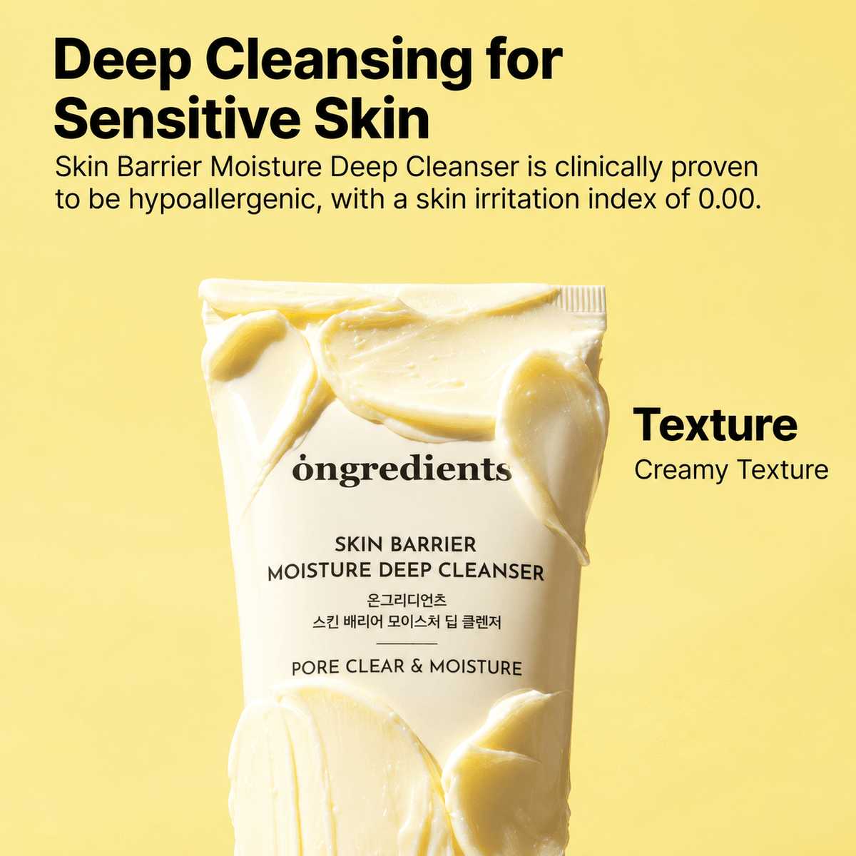 Ongredients Skin Barrier Moisture Deep Cleanser 120 ML | Korean Hydrating & Gentle Face Wash for Deep Cleansing, Dry, Dehydrated & Sensitive Skin