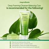 Ongredients Deep Foaming Cleanser Balancing Care 120 ML | Korean Deep Cleansing Face Wash for Excess Oil, Pores, Impurities & Balanced Skin