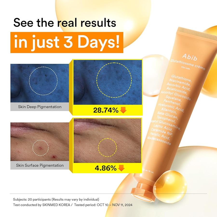 Abib Glutathiosome Cream Vita Tube 75ML Brightening Face Moisturizer