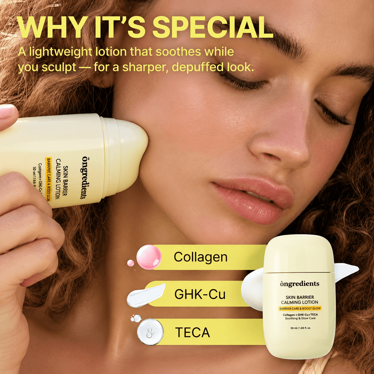 Ongredients Skin Barrier Calming Lotion EX Gua Sha Edition 80 ML | Korean Soothing & Hydrating Face Moisturizer with Gua Sha for Sensitive Skin, Redness & Skin Barrier Care