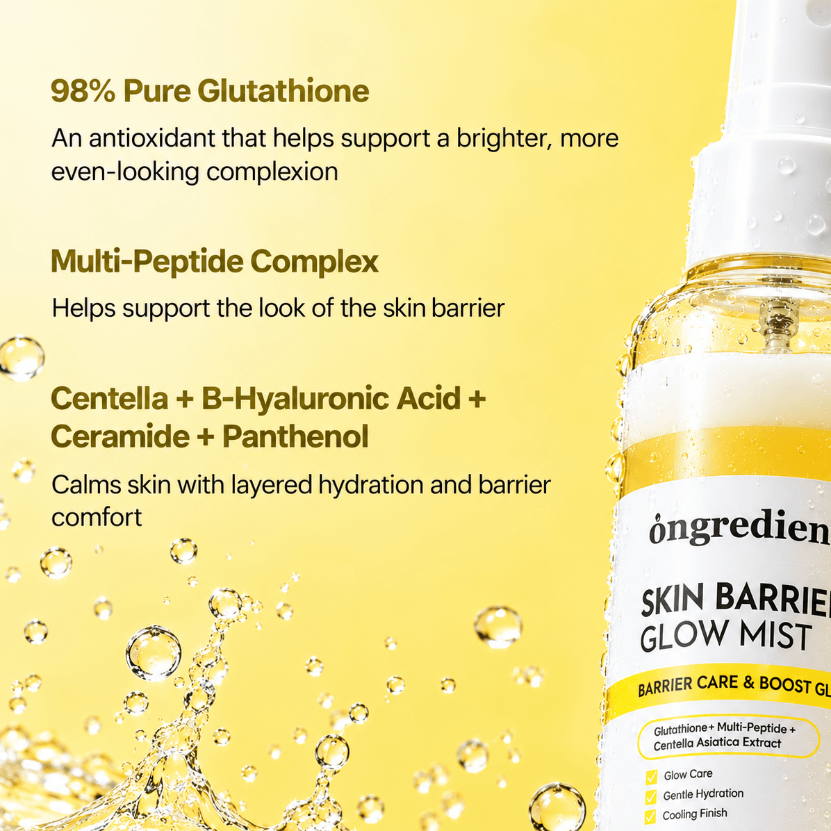 Ongredients Skin Barrier Glow Mist 50 ML | Korean Hydrating & Soothing Face Mist for Dry, Dehydrated & Sensitive Skin, Barrier Care & Radiant Glow