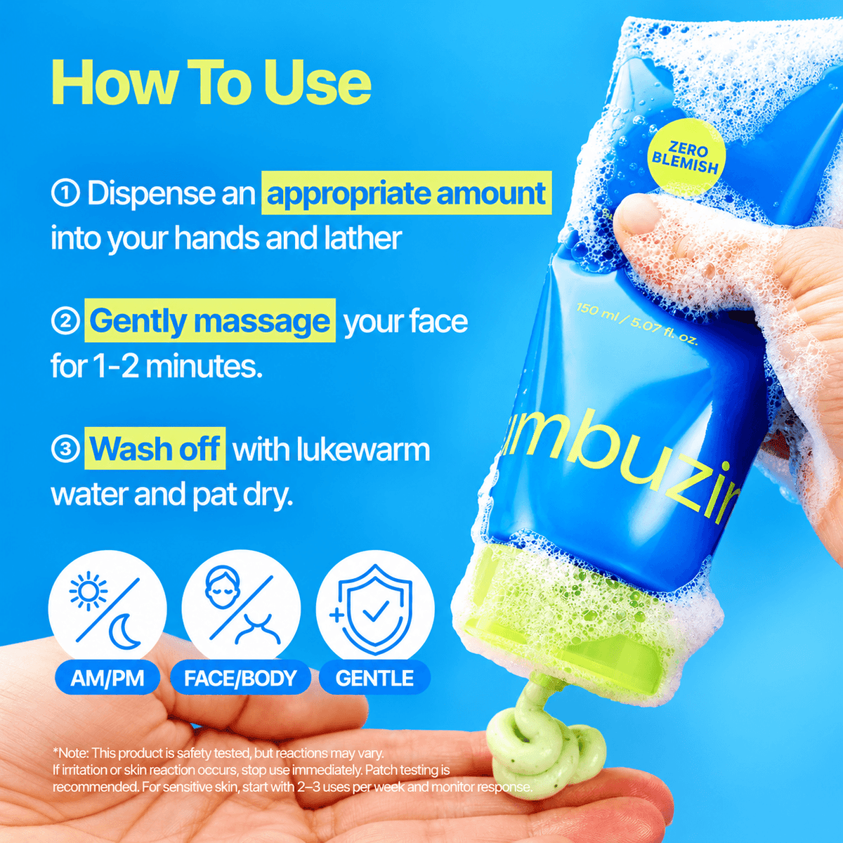 Numbuzin Zero Blemish Clarifying 2% Sulfur Cleansing Foam 150 ML | Korean Deep Cleansing Face Wash for Acne, Blemishes, Excess Oil & Clogged Pores | Oily & Acne-Prone Skin