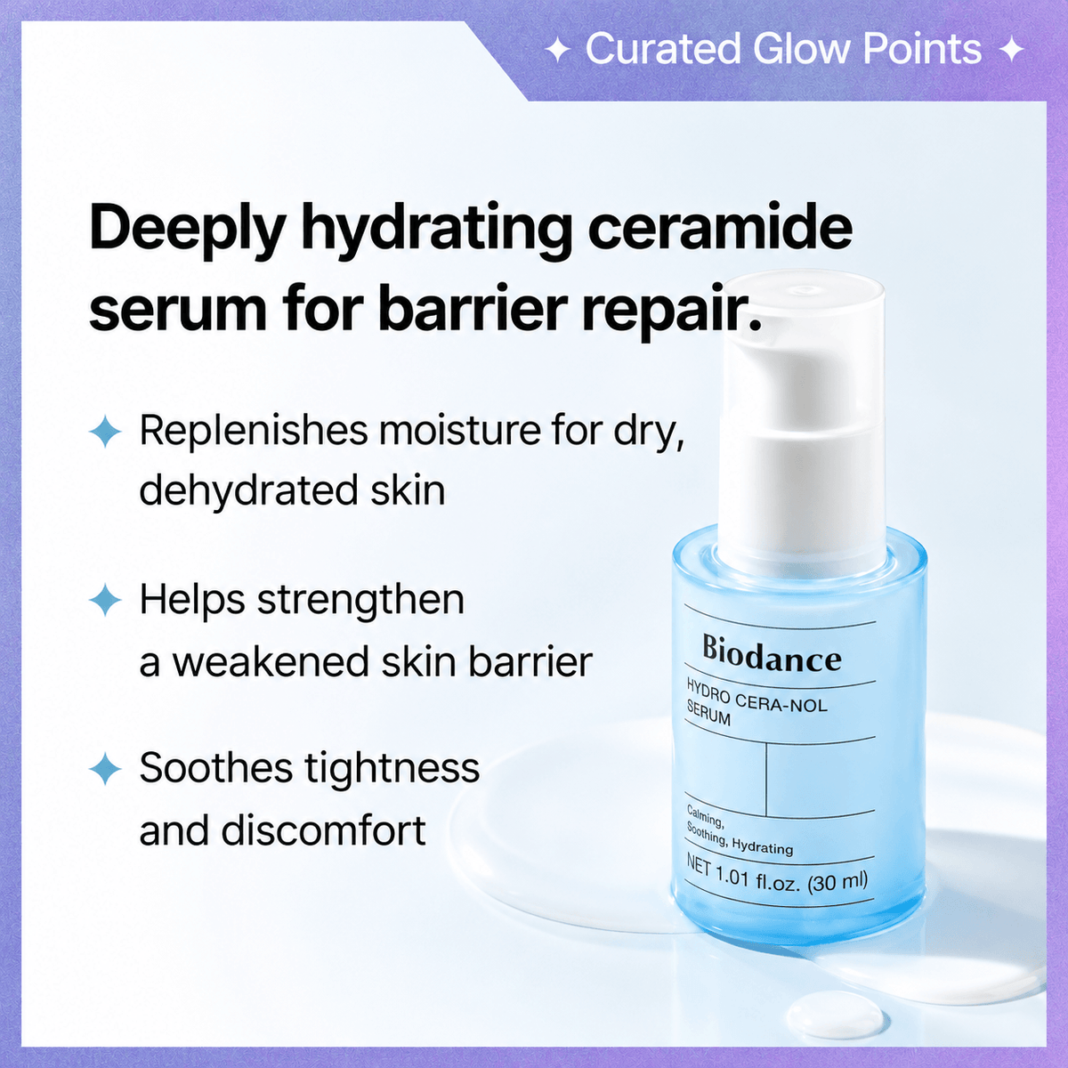 Biodance Hydro Cera-Nol Serum 30 ML | Korean Hydrating & Skin Barrier Repair Face Serum for Dry, Dehydrated & Sensitive Skin