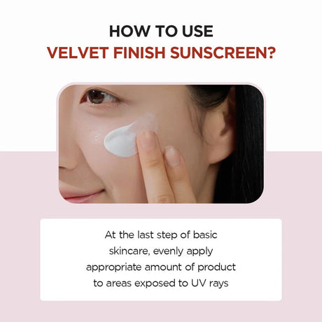 Lightweight Korean sunscreen texture with smooth velvet finish