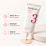 Numbuzin No Filter Tone-Up Sun Serum SPF50+ #01 Blur | Korean Blurring Face Sunscreen for Pores, Even Skin Tone & Daily UV Protection
