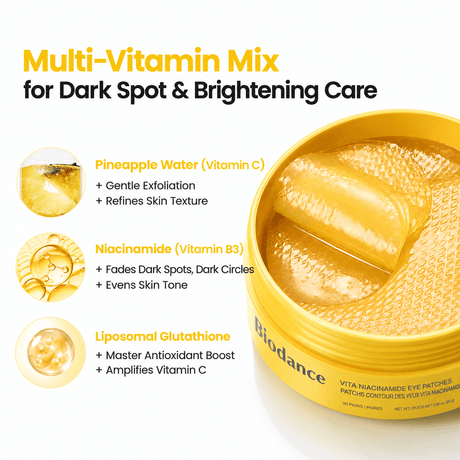 Biodance Vita Niacinamide Eye Patches 30 Pairs 85 G | Korean Brightening Hydrogel Eye Patches for Dark Circles, Puffiness & Fine Lines