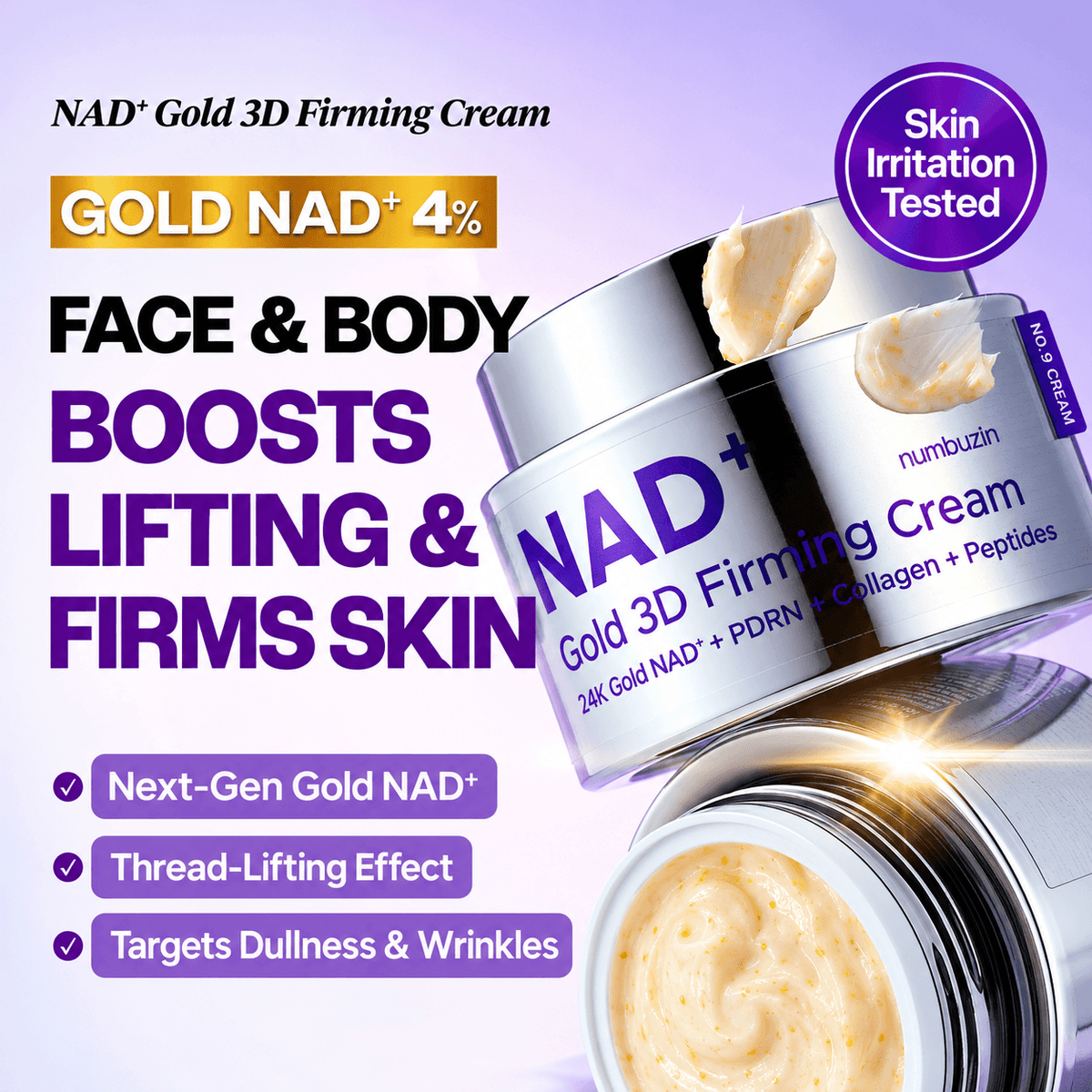 Numbuzin Gold 3D Firming Cream 50 ML | Korean Anti-Aging & Firming Face Moisturizer for Skin Elasticity, Fine Lines, Wrinkles & Hydration