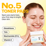 Numbuzin No.5 Vitamin Niacinamide Concentrated Pads 70 Pads 180 ML | Korean Brightening Toner Pads for Dark Spots & Uneven Skin Tone