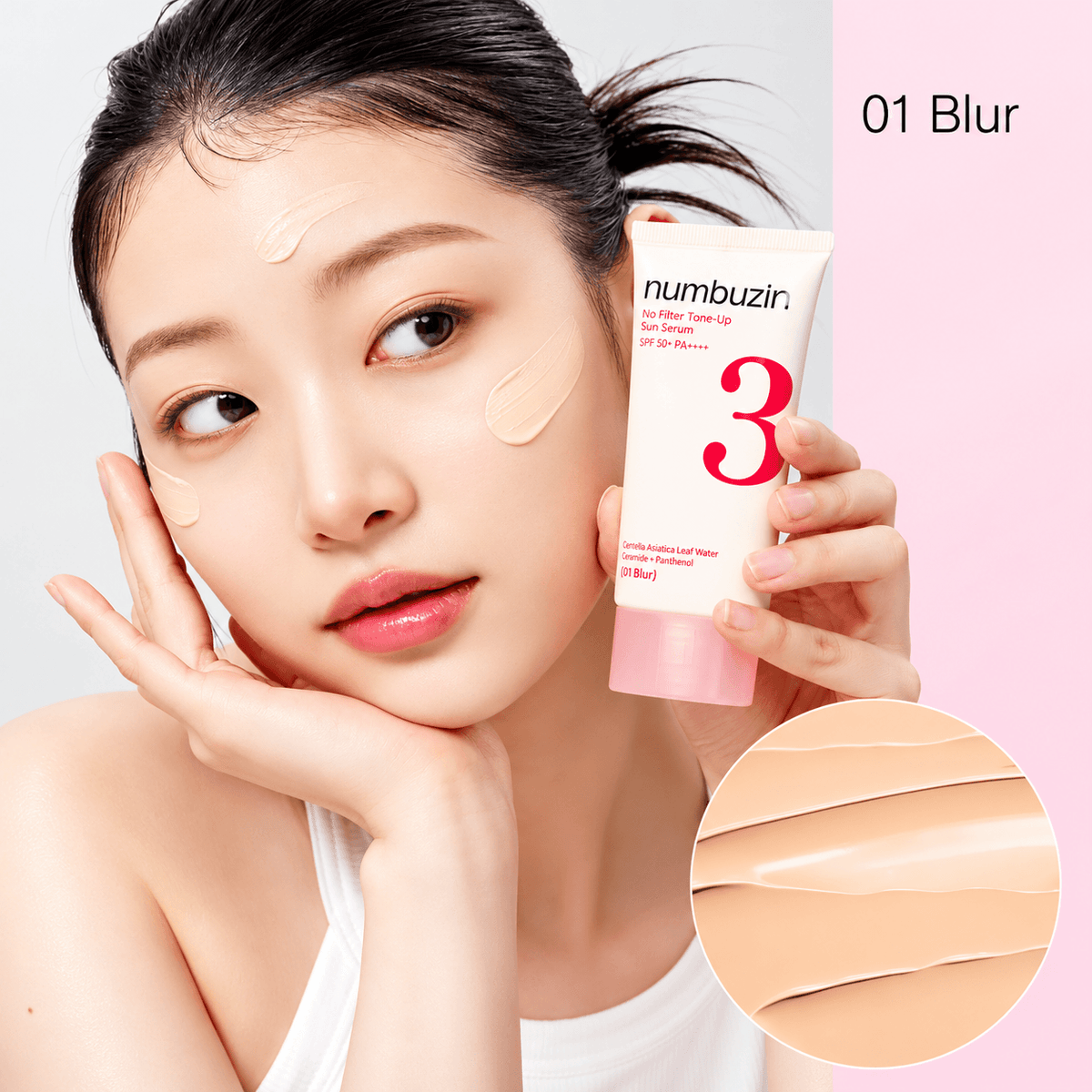 Numbuzin No Filter Tone-Up Sun Serum SPF50+ #01 Blur | Korean Blurring Face Sunscreen for Pores, Even Skin Tone & Daily UV Protection