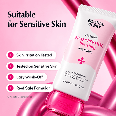 Eqqualberry NAD+ Peptide Boosting Sun Serum SPF50+ PA++++ 50 ML | Korean Anti-Aging & Hydrating Face Sunscreen