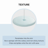 Watery lightweight texture of Hyalu Cica First Ampoule on skin