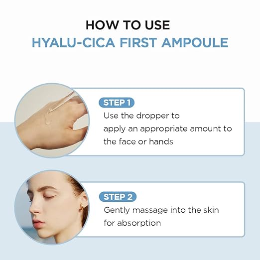 Watery lightweight texture of Hyalu Cica First Ampoule on skin