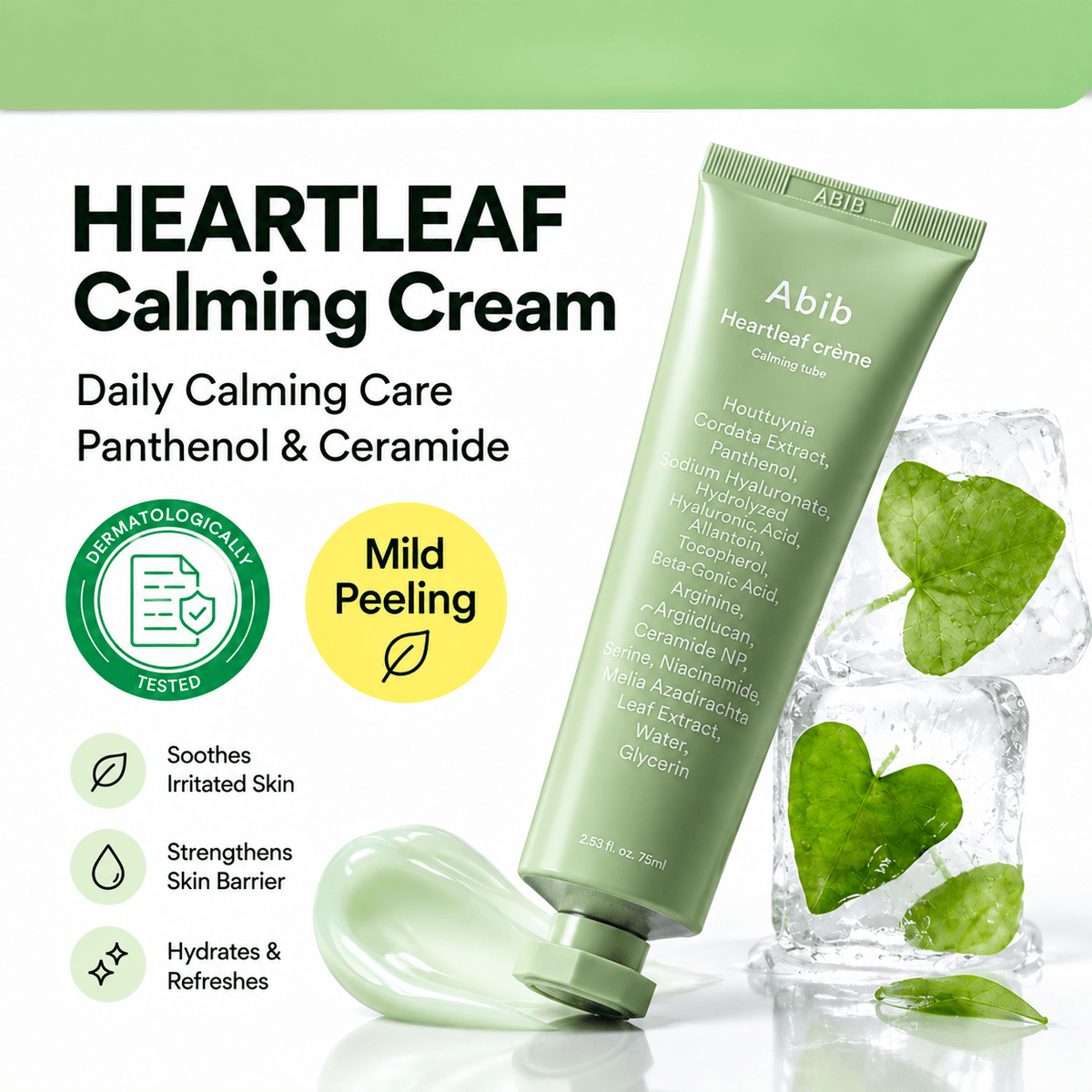 Abib Heartleaf Creme Calming Tube 75ML | Soothing Moisturizer for Sensitive & Dry Skin
