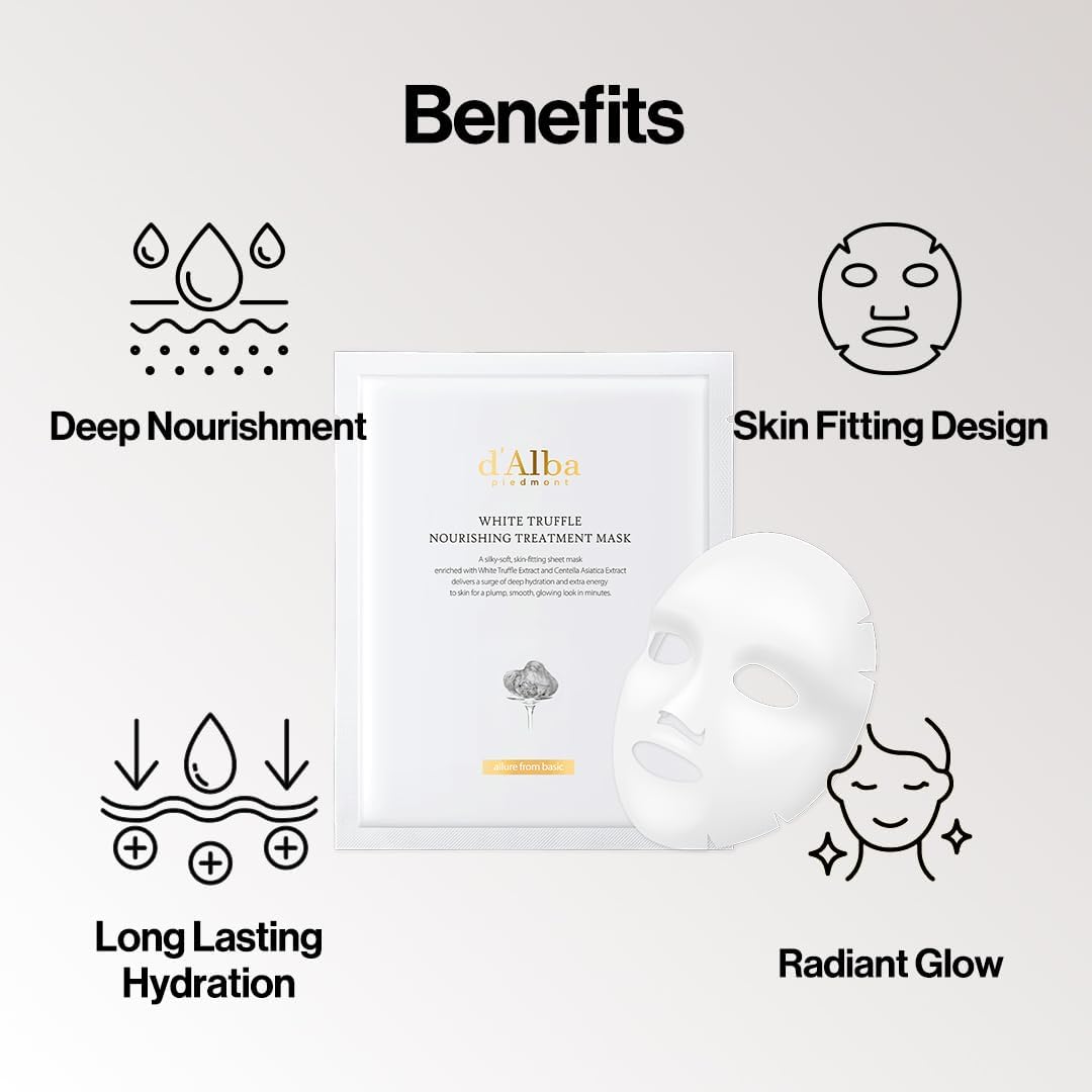 d'Alba White Truffle Nourishing Sheet Mask | Hydrating Face Mask for Dry Skin
