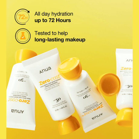 Anua Zero-Cast Moisturizing Finish Sunscreen SPF50+ PA++++ 50 ML | Korean Hydrating Face Sunscreen with No White Cast