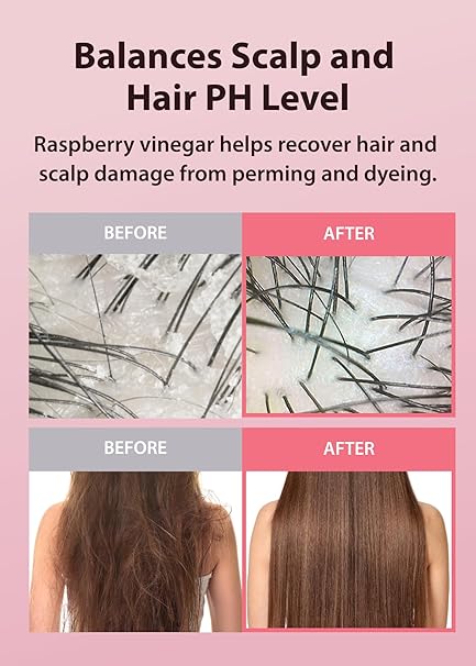 Healthy shiny hair after using APIEU Raspberry Vinegar Hair Shampoo