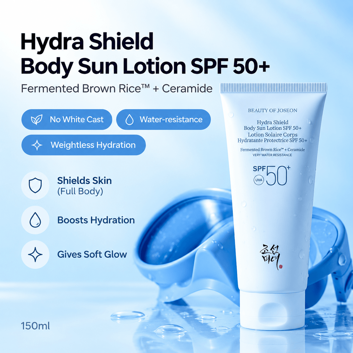 Beauty of Joseon Hydra Shield Body Sun Lotion SPF50+ 150ML | Hydrating Korean Body Sunscreen