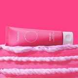 Beplain Pink Salt cleansing foam texture showing soft lather for gentle exfoliation