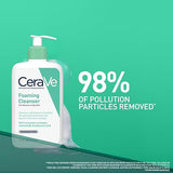CeraVe Foaming Cleanser 473ml removes 98 percent of pollution particles non comedogenic face wash