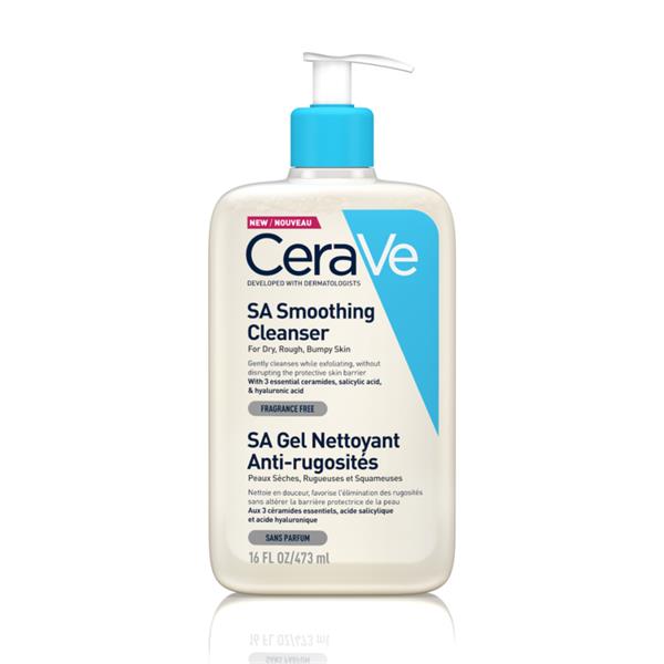 Front view of CeraVe SA Smoothing Cleanser 473ml for rough and bumpy skin